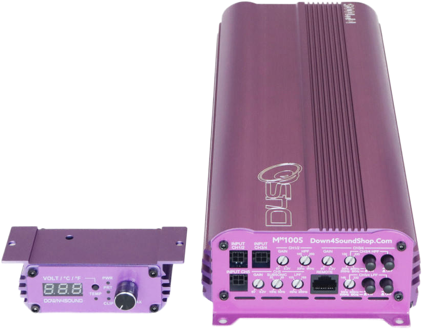 DOWN4SOUND MM1005 (MINI MAXX) - PURPLE | 1100W RMS MINI 5 CH CAR AUDIO AMPLIFIER