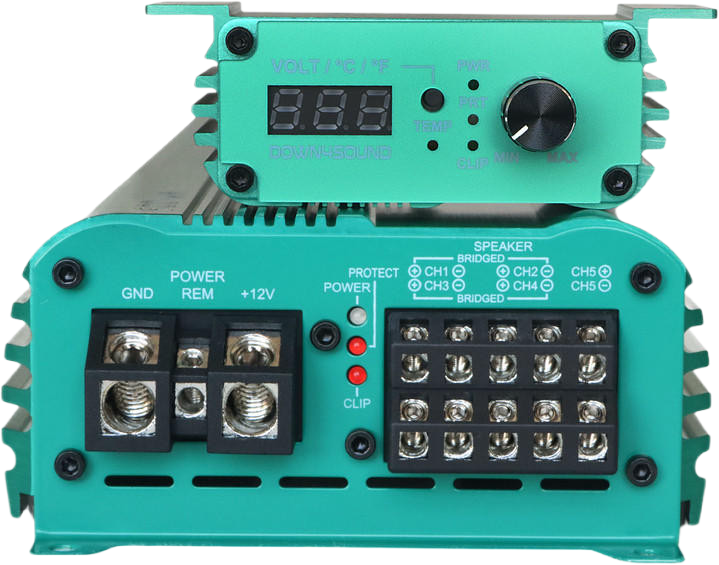 DOWN4SOUND MM1005 (MINI MAXX) - TEAL | 1100W RMS MINI 5 CH CAR AUDIO AMPLIFIER