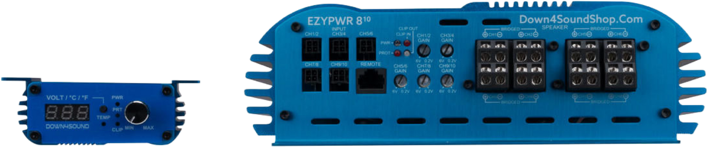 DOWN4SOUND EZYPWR 810 BLUE | 4000W RMS - 10 CHANNEL AMPLIFIER