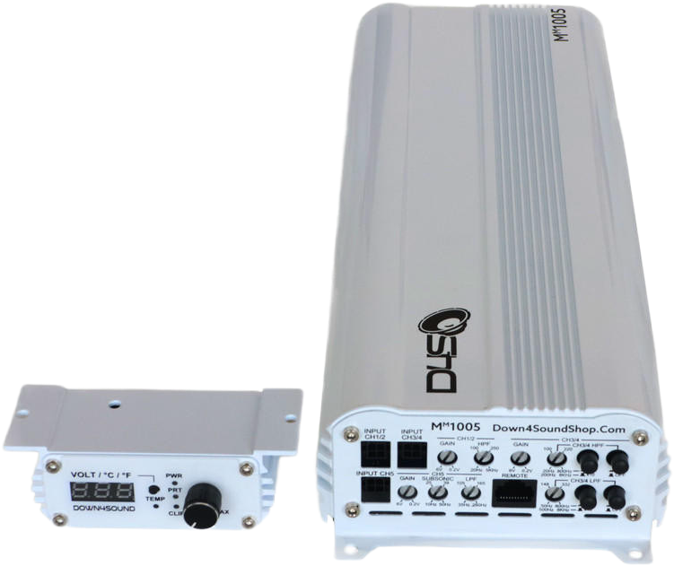 DOWN4SOUND MM1005 (MINI MAXX) - WHITE GLOSS | 1100W RMS MINI 5 CH CAR AUDIO AMPLIFIER