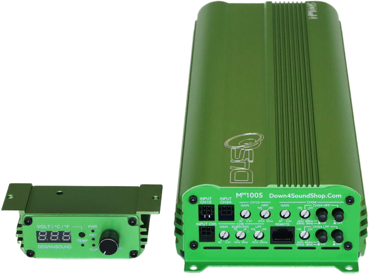 DOWN4SOUND MM1005 (MINI MAXX) - GREEN | 1100W RMS MINI 5 CH CAR AUDIO AMPLIFIER