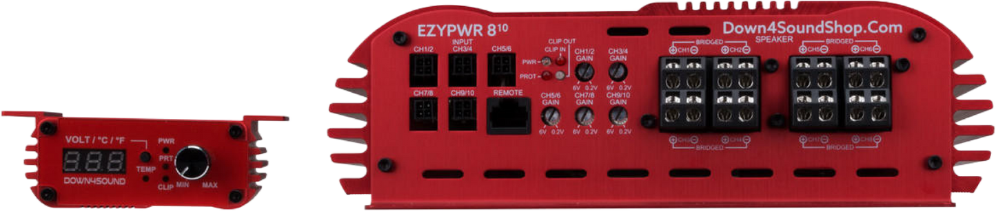 DOWN4SOUND EZYPWR 810 RED | 4000W RMS - 10 CHANNEL AMPLIFIER