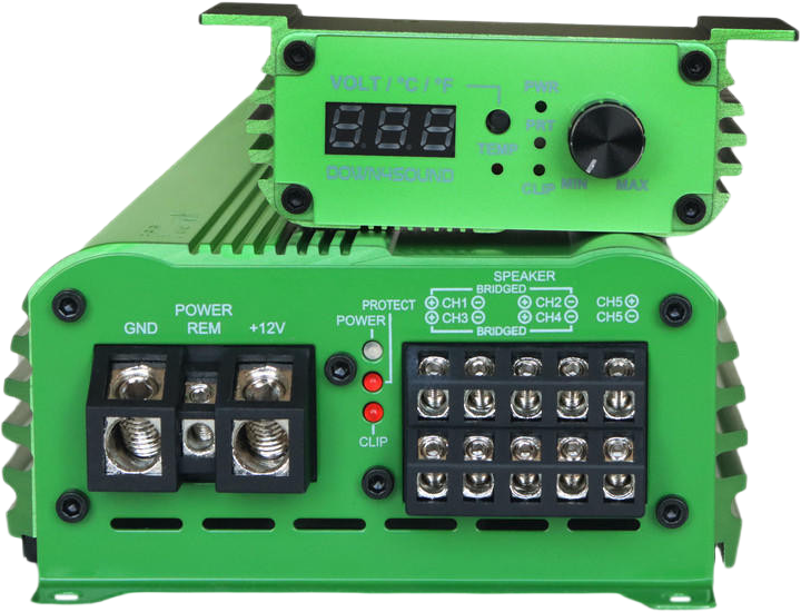 DOWN4SOUND MM1005 (MINI MAXX) - GREEN | 1100W RMS MINI 5 CH CAR AUDIO AMPLIFIER