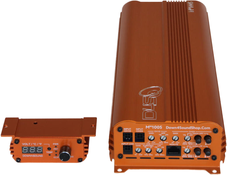 DOWN4SOUND MM1005 (MINI MAXX) - ORANGE | 1100W RMS MINI 5 CH CAR AUDIO AMPLIFIER