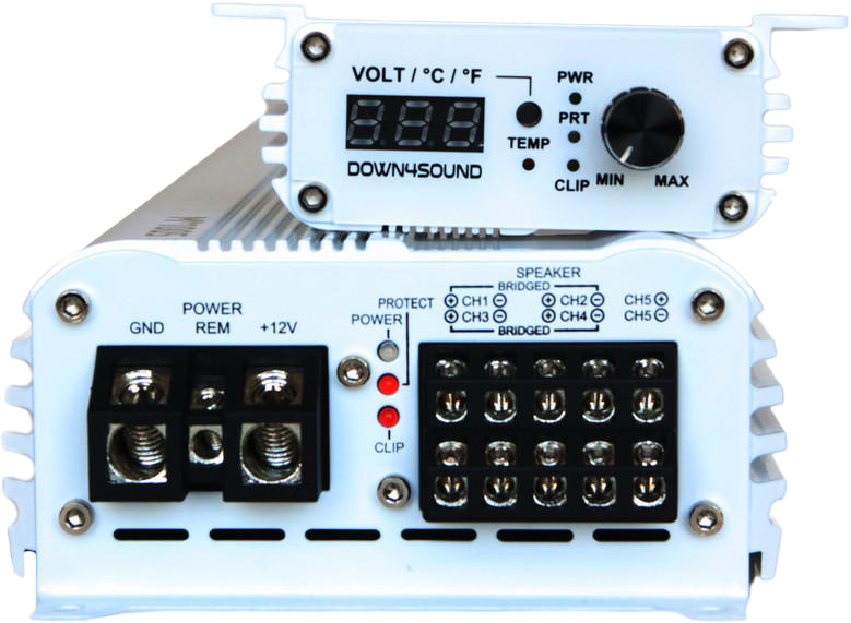 DOWN4SOUND MM1005 (MINI MAXX) - WHITE GLOSS | 1100W RMS MINI 5 CH CAR AUDIO AMPLIFIER