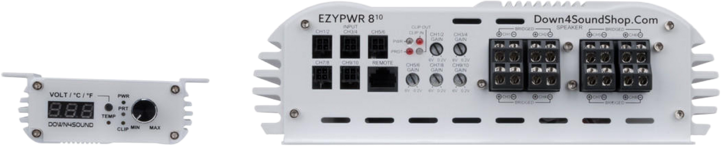 DOWN4SOUND EZYPWR 810 WHITE GLOSS | 4000W RMS - 10 CHANNEL AMPLIFIER