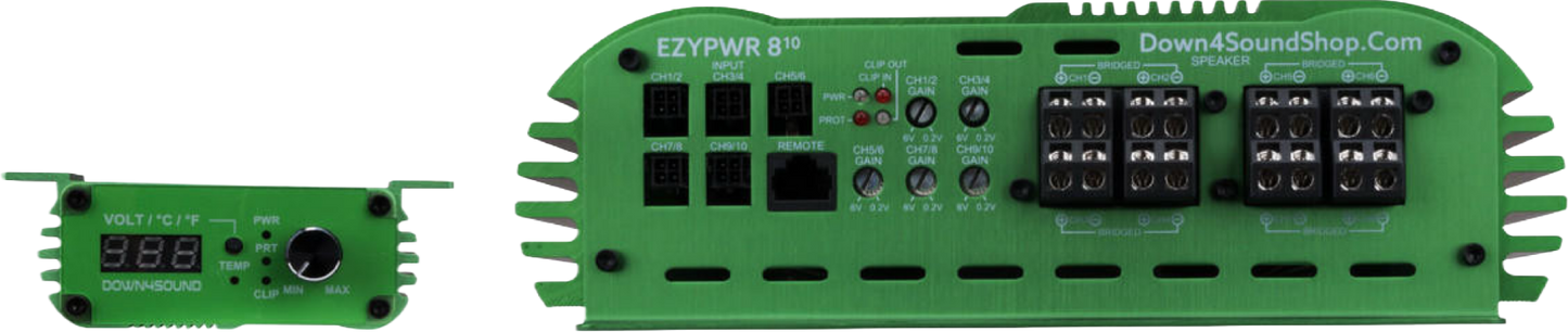 DOWN4SOUND EZYPWR 810 GREEN | 4000W RMS - 10 CHANNEL AMPLIFIER